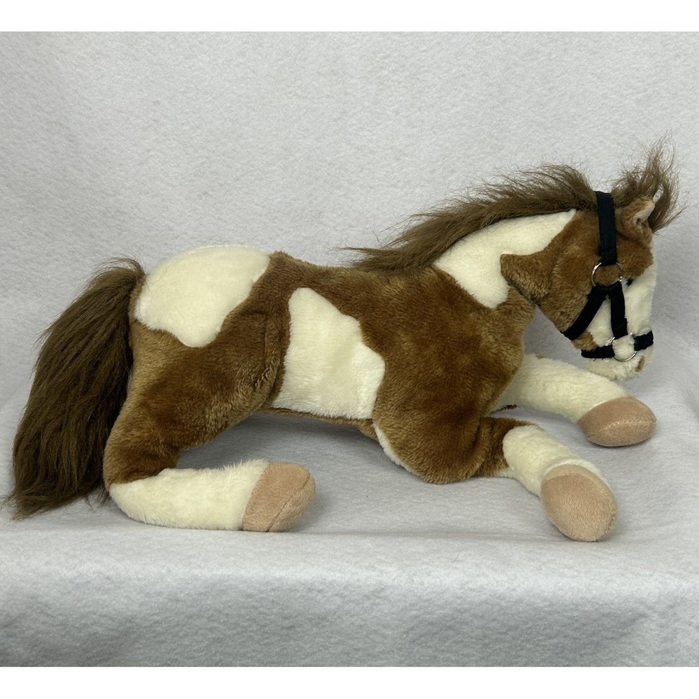 VTG‎ Passport Hugfun Brown And White Horse Plush Bridle Laying Down Floppy Pose